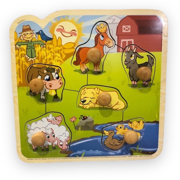 Wooden Block Farm Animal Puzzle, Toy - Picture 1 of 8